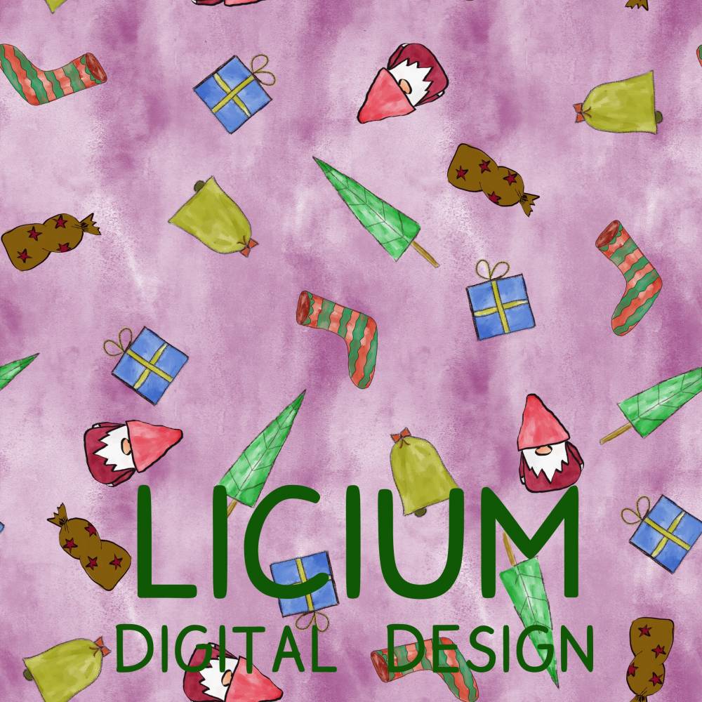 Endlosmuster für Stoffe - Patterndesign - Nahtlosmuster -digitale Datei -verschiedene Objekte Weihnachten- Bild 1