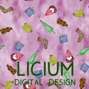Endlosmuster für Stoffe - Patterndesign - Nahtlosmuster -digitale Datei -verschiedene Objekte Weihnachten-
