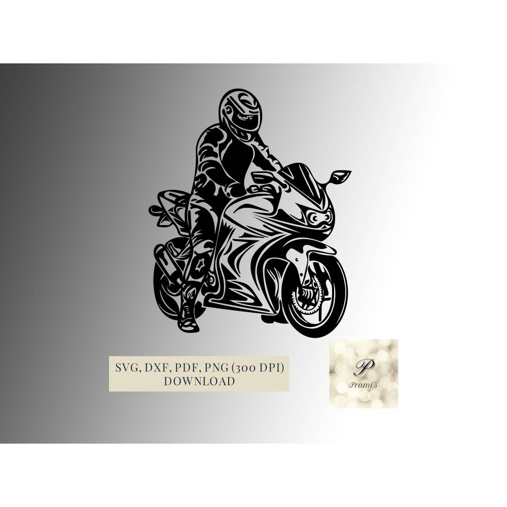 Plotterdatei Motorrad Fahrer SVG Datei für Cricut, Motorrad Design  Digital Download für  Bastel- und Plotterprojekte Bild 1