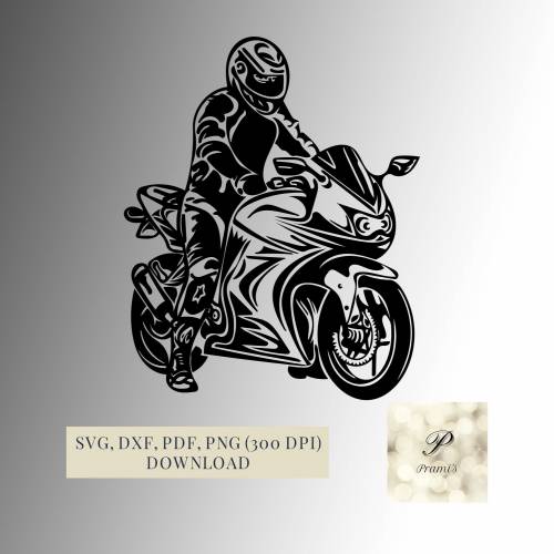 Plotterdatei Motorrad Fahrer SVG Datei für Cricut, Motorrad Design  Digital Download für  Bastel- und Plotterprojekte