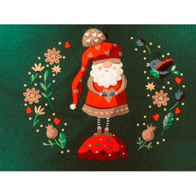 WICHTEL * WEIHNACHTEN * WEIHNACHTSWICHTEL * ganzes Panel 75 x 155 cm * French Terry * grün