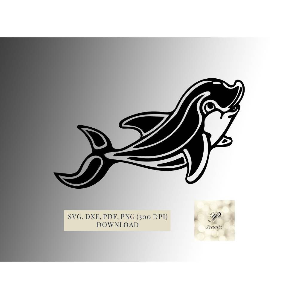 Delfin SVG Datei für Cricut, kindliches Delfin Design  Digital Download lustiges Delfin Motiv, Plotterdatei Meerestiere Bild 1