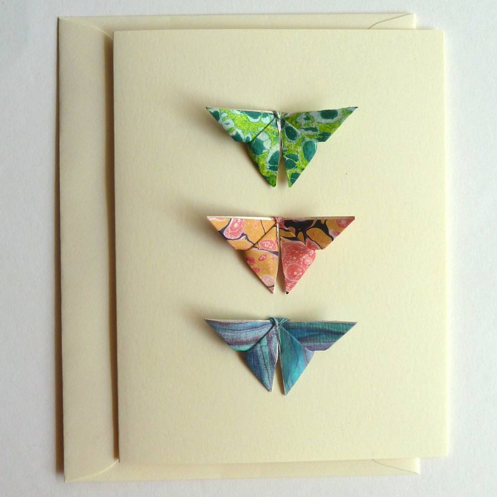 Glückwunschkarte mit Origami Schmetterlingen Bild 1