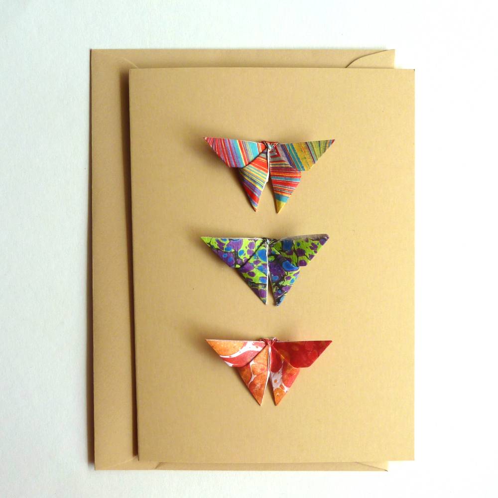 Glückwunschkarte mit Origami Schmetterlingen Bild 1