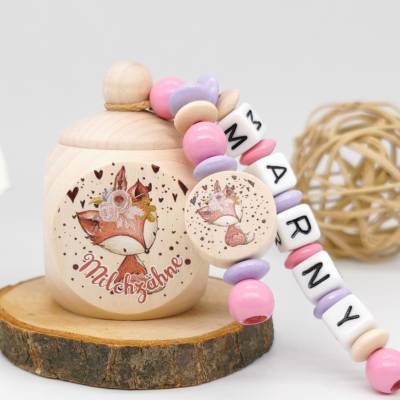 Zahndose mit Name Fuchs Mädchen Milchzahndose Geschenkidee