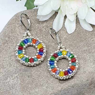 Ohrringe Kreisform | bunt silber | 925er Silber-Brisuren | 4cm | Geschenk ä
