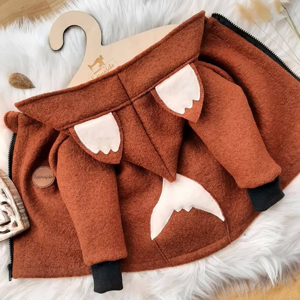 Walkjacke Fuchs- gefütterte Version, Gr. 68 bis 134; 100% Schurwolle; große Farbauswahl, Walkkleidung für Kinder Bild 2