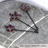 3er Set Haarnadeln Haarsterne aus Baumwolle mit Glaswachsperle und kleinen Glasperlchen an Bobby-Pin U-Pin