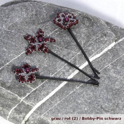 3er Set Haarnadeln Haarsterne aus Baumwolle mit Glaswachsperle und kleinen Glasperlchen an Bobby-Pin U-Pin