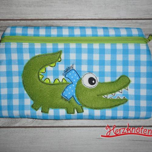 Tasche mit Krokodil, Kind, Tier, Krokodile, türkis & grün, super süß !