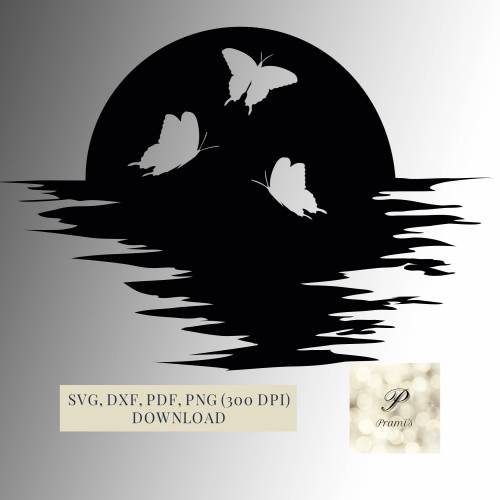 Schmetterlinge bei Sonnenuntergang SVG Datei für Cricut, wunderschöne  Digital Download für Bastel- und Plotterprojekte