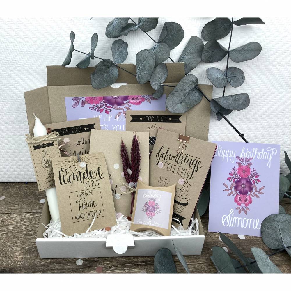 Geburtstagsgeschenk für Frauen mit Trockenblumen personalisiert, Geschenk für Schwester und Freundin