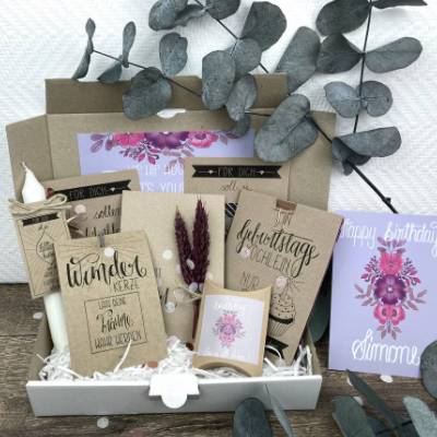Geburtstagsgeschenk für Frauen mit Trockenblumen personalisiert, Geschenk für Schwester und Freundin 