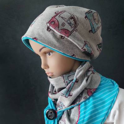 Halstuch & Beanie MÖÖP-MÖÖP 2er Set | Wende-Dreieckstuch für Kinder ab ca. 2-7 Jahre - Baumwolljersey | RÄUBERKIND