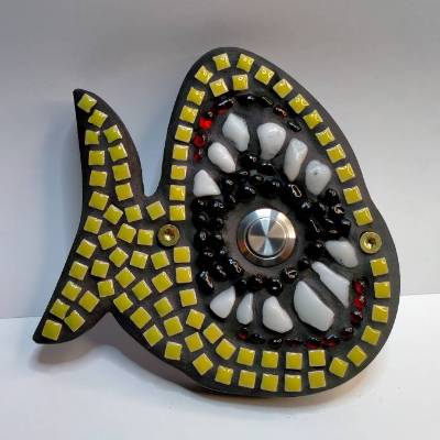 Klingelplatte Hai - Mosaik *handgefertigt* ohne Taster / Klingelknopf