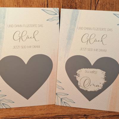 Glückslos Schwangerschaft verkünden - Rubbelkarte Du wirst Oma, Opa, Tante, Onkel - Karte Baby verkünden - Geschenkkarte
