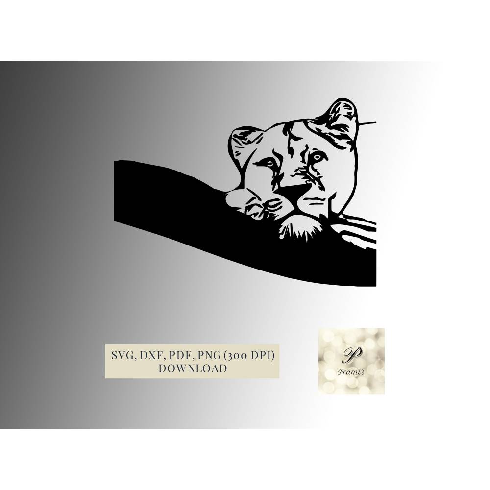 Plotterdatei Löwe SVG Datei, Sofortdownload, Löwe auf Baumstamm Design, svg, png, dxf, pdf, Bild 1
