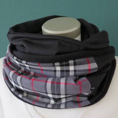 Loop Herren warmer Schal Schottenkaro Schlauchschal Fleece schwarz Karo Männer
