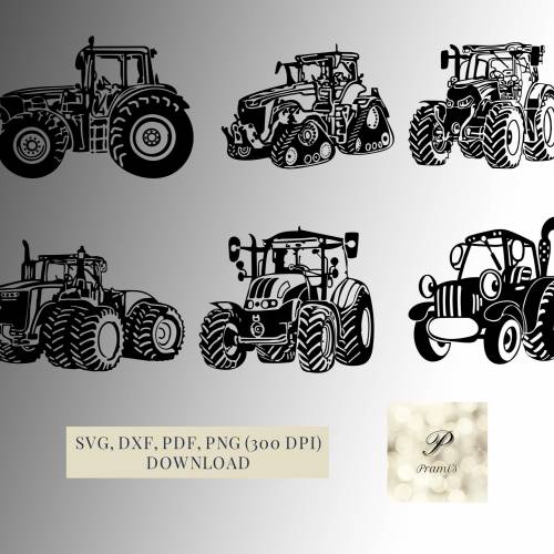 Plotterdatei Traktor Set SVG Datei für Cricut | 6 Traktor Bauernhof Designs | Digitaler Download