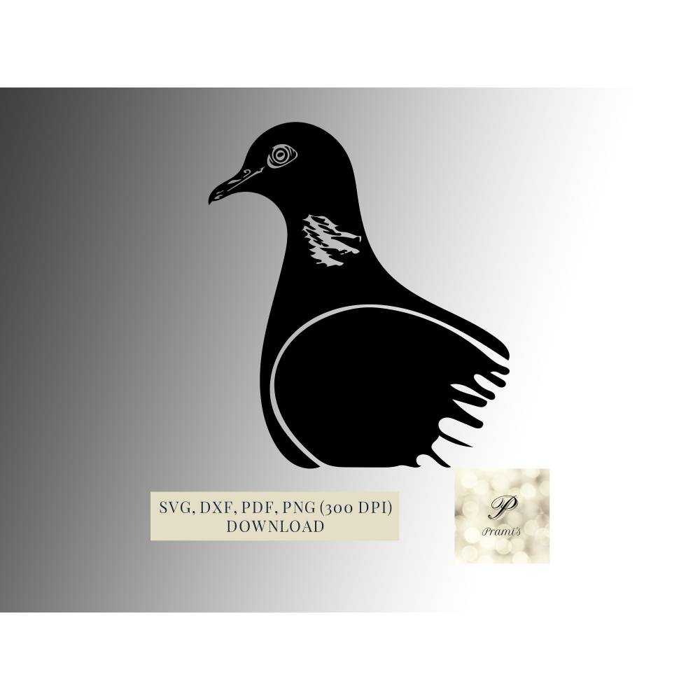 Plotterdatei Taube SVG Datei für Cricut, Tauben Design  Digital Download schönes Vogel Motiv Bild 1