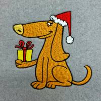 Stickdatei Weihnachtshund "Charlie" für den 10x10 cm Rahmen in Vollstick und Kontur