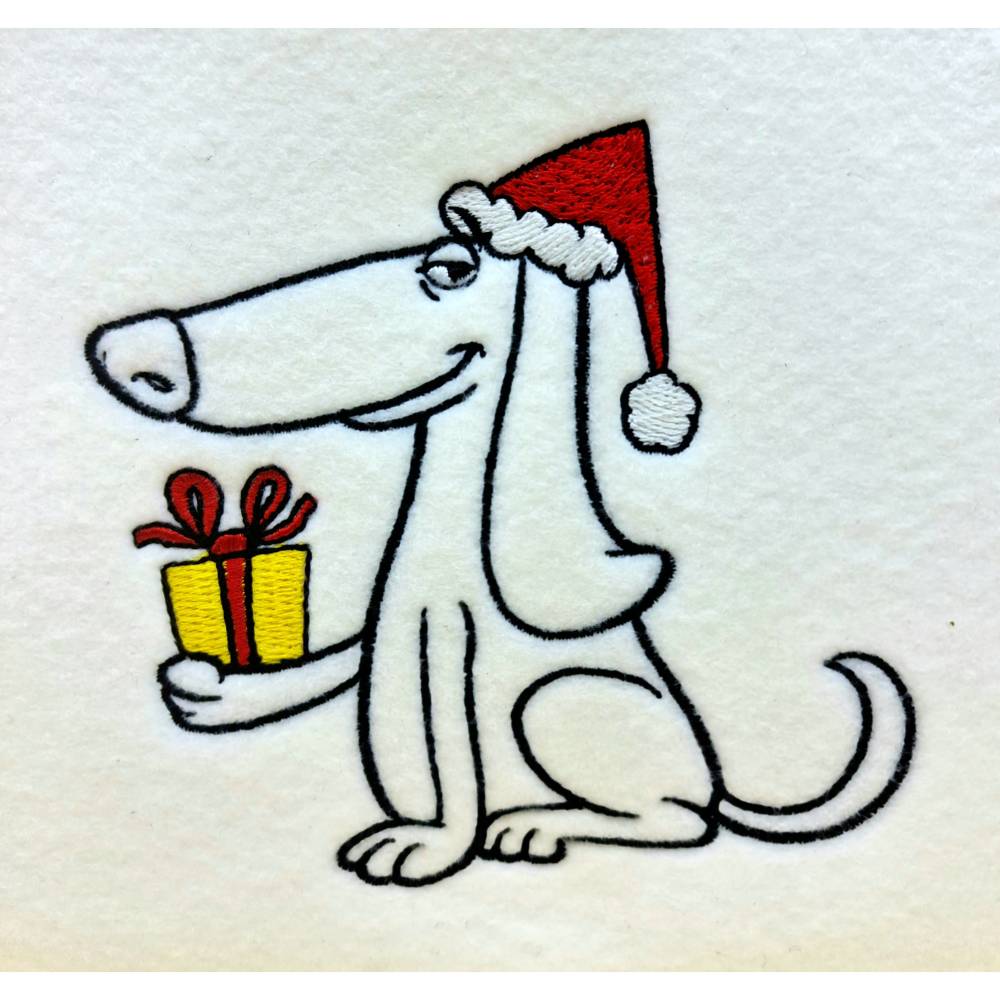 Stickdatei Weihnachtshund "Charlie" für den 10x10 cm Rahmen in Vollstick und Kontur Bild 3