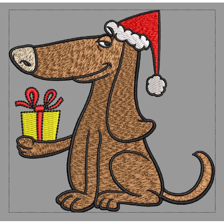 Stickdatei Weihnachtshund "Charlie" für den 10x10 cm Rahmen in Vollstick und Kontur Bild 5
