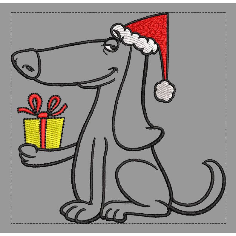 Stickdatei Weihnachtshund "Charlie" für den 10x10 cm Rahmen in Vollstick und Kontur Bild 6