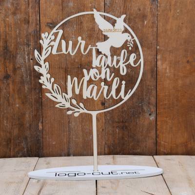 Holz Cake Topper Taufe V15