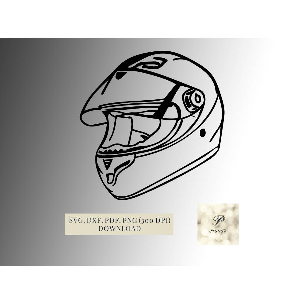 Plotterdatei Motorrad Helm SVG Datei für Cricut, Design für Motorradfahrer  Digital Download Motorsport Vorlagen Bild 1
