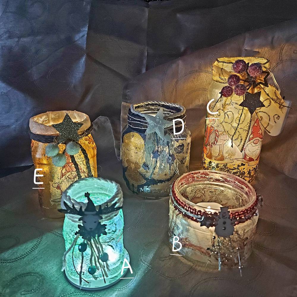 Upcycling Windlicht Weihnachten – Dekoration mit Serviettentechnik