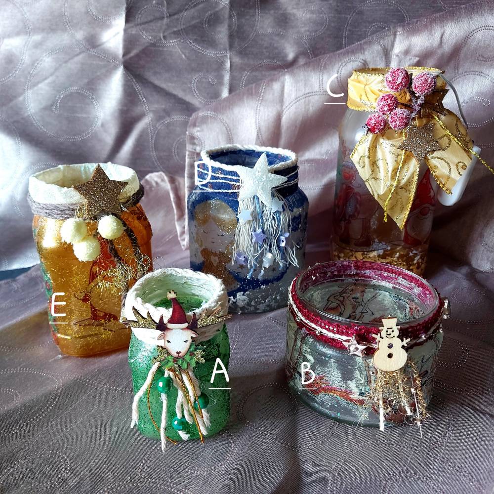 Upcycling Windlicht Weihnachten – Dekoration mit Serviettentechnik