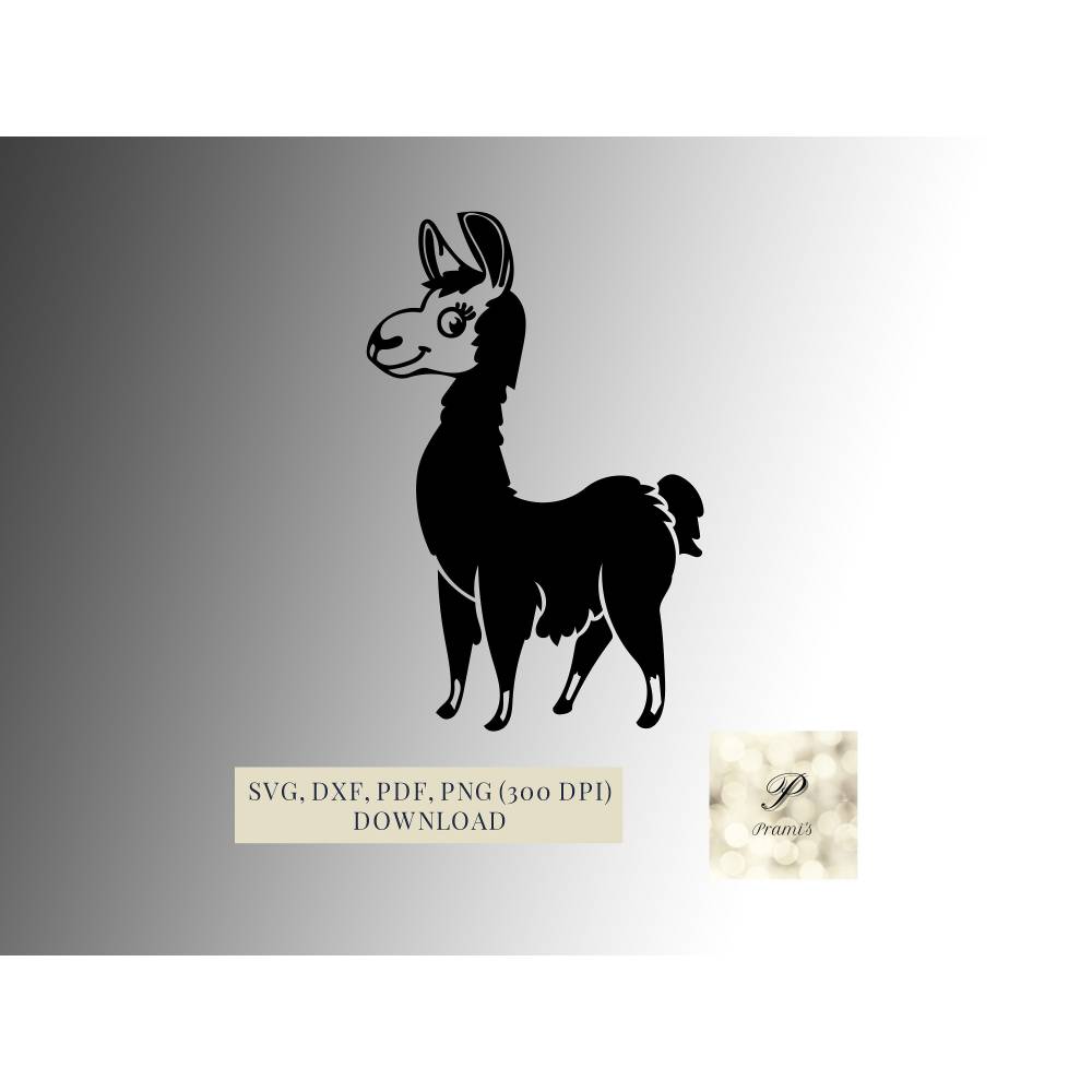 Plotterdatei Alpaka SVG Datei für Cricut, süßes Lama Design in den Formaten svg, png, dxf, pdf, tolle Motive für Kinder Bild 1