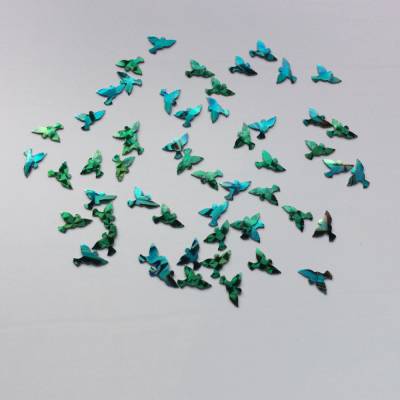 Stanzteile Tauben 50 Stück aus Hologrammkarton, blau und grün schimmernd, Dekostreu, Kartenbasteln, Scrapbooking