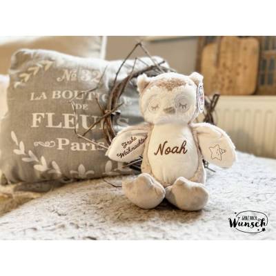 Kuscheltier mit Name l Stofftier personalisiert l Eule l Kind l Geschenk zu Ostern | Geburt | Taufe 