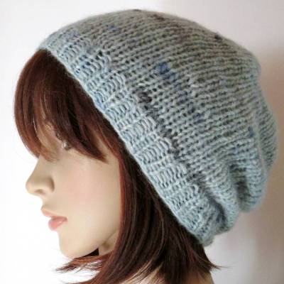 Leichte Mütze aus flauschiger Wolle mit viel Alpaka, Beanie, Strickmütze