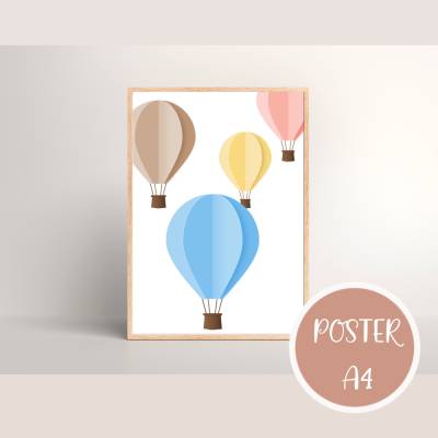 Poster zum Ausdrucken - Heißluftballons Wandbild Download