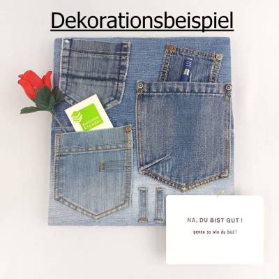 ein Memoboard, Pinnwand, Pinboard, Upcycling Jeans, 30,5 x 29 cm