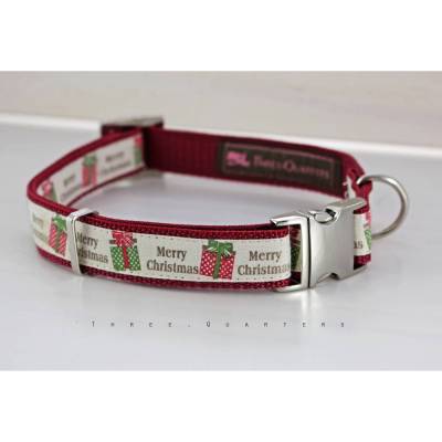 Hundehalsband, Hund, Weihnachten, Halsband, Hunde, Geschenk, silber, 20mm, Hunde, Haustier, edel, dunkelrot, beige, niedlich