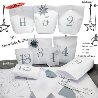 Download DIY Adventskalendertüten zum Basteln
