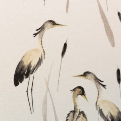 Mali Baumwolljersey Vögel, naturweiß Oeko-Tex Standard 100 (1m/15,-€)