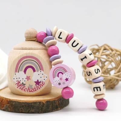 Zahndose mit Name Regenbogen Wolke Mädchen Milchzahndose Geschenkidee