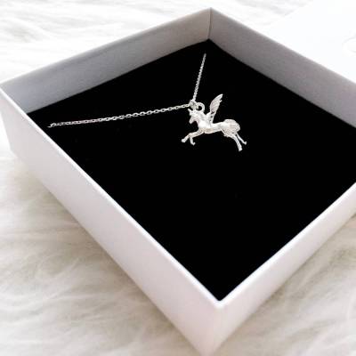 Einhorn Kette Silber 925, Geschenk Mädchen Geburtstag Weihnachten, Halskette Einhorn