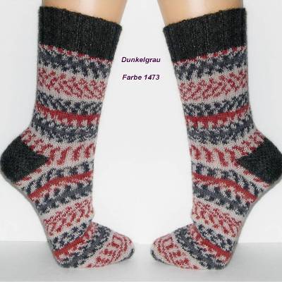  Ringel-Socken handgestrickt Männer Damensocken Wollsocken, grau-weinrot Herrensocken handgestrickte Socken Wintersocken
