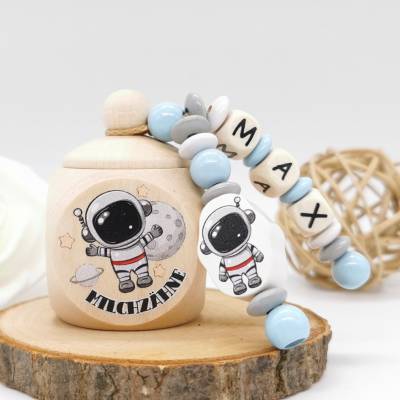 Zahndose mit Name Junge Astronaut Junge Milchzahndose Geschenkidee