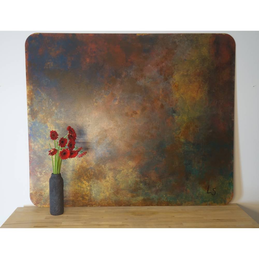 XL Acrylbild in Rostoptik mit Schockeffekt | handgemaltes Unikat im Industrial Style aus Upcycling Material Bild 1