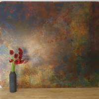 XL Acrylbild in Rostoptik mit Schockeffekt | handgemaltes Unikat im Industrial Style aus Upcycling Material