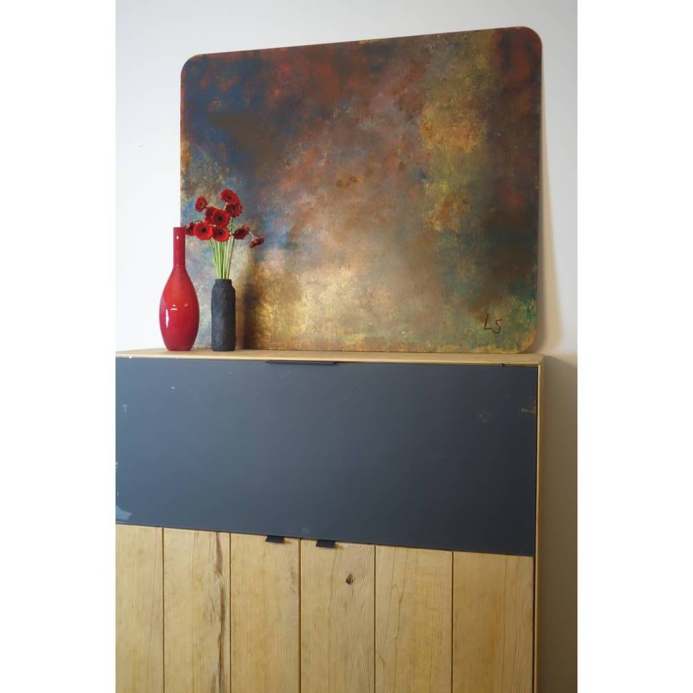 XL Acrylbild in Rostoptik mit Schockeffekt | handgemaltes Unikat im Industrial Style aus Upcycling Material Bild 2