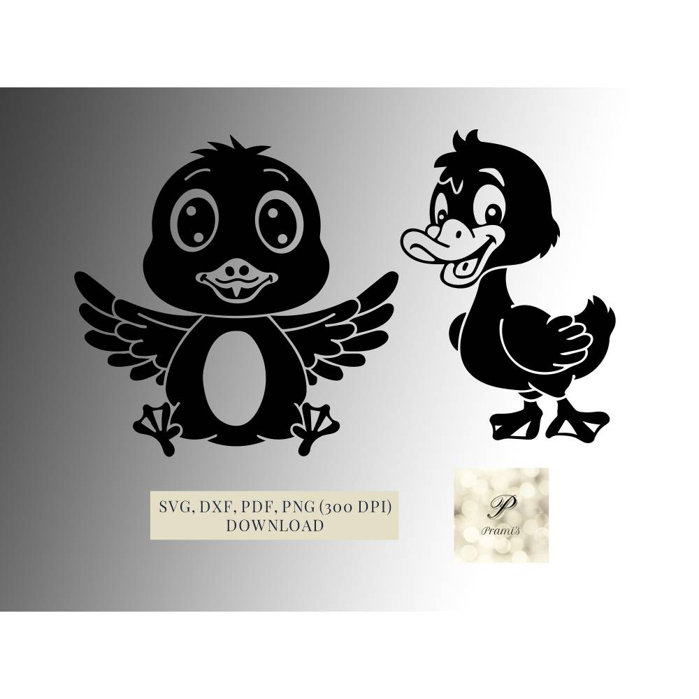 Plotterdatei 2 Enten SVG Dateien für Cricut, süße Enten Designs in den Formaten svg, png, dxf, pdf, tolle Motive Bild 1