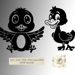 Plotterdatei 2 Enten SVG Dateien für Cricut, süße Enten Designs in den Formaten svg, png, dxf, pdf, tolle Motive
